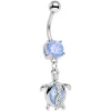 Gaby Aqua Faux Opal Clear Gem Beach Turtle Dangle Belly Ring