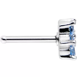 Gaby 18 Gauge 1/4 Aqua Blue And Clear Cubic Zirconia Gem Flower Nose Bone -Body Jewelry Store w3hwgvuyfde3vgp4cb90