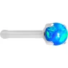 Shine 20 Gauge Blue Faux Opal Pronged Stainless Steel Nose Bone