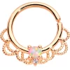16 Gauge 5/16 White Faux Opal Rose Gold Plated Seamless Circular Ring